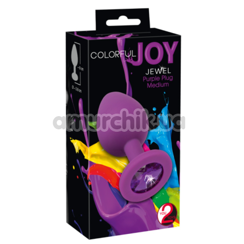 Анальная пробка с фиолетовым кристаллом Colorful Joy Jewel Purple Plug Medium, фиолетовая