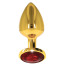 Анальная пробка с красным кристаллом Taboom Bondage In Luxury Butt Plug Diamond Jewel Medium, золотая - Фото №1