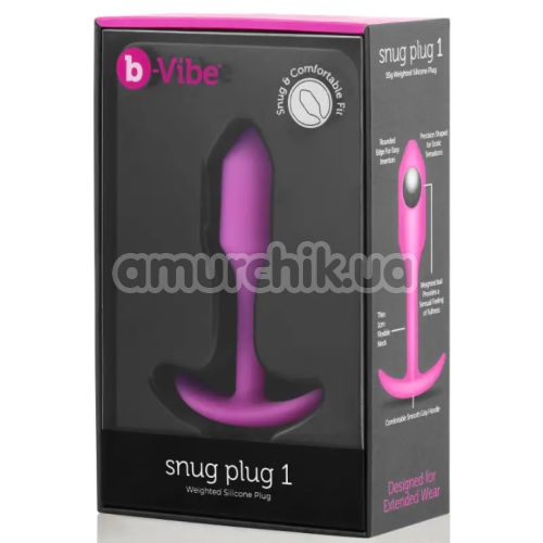 Анальна пробка зі зміщеним центром ваги B-Vibe Snug Plug 1, рожева