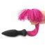 Анальная пробка c розовым хвостом Silicone Anal Plug With Pony Tail, черная - Фото №3