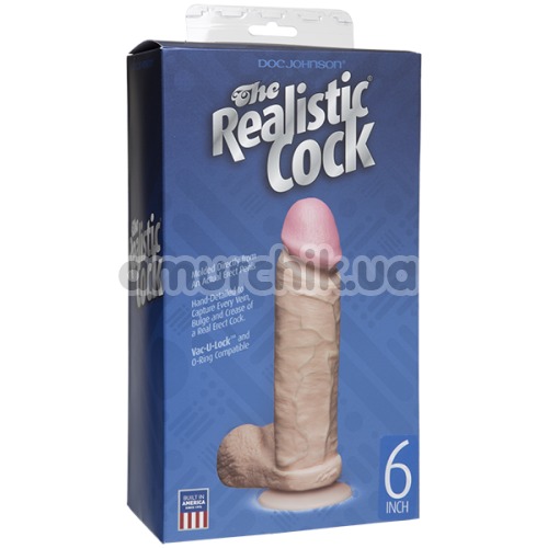 Фалоімітатор The Realistic Cock 20 см з мошонкою, тілесний