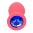 Анальная пробка с синим кристаллом Exclusivity Jewellery Silicon Plug M, светло-розовая - Фото №3