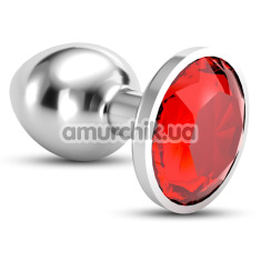 Анальная пробка с красным кристаллом Crushious Bijou S, серебряная - Фото №1