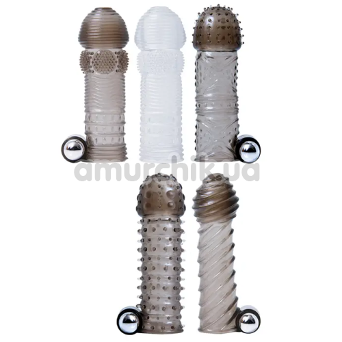 Набор насадок на пенис с вибрацией Adam & Eve Vibrating Penis Sleeve Kit, серый