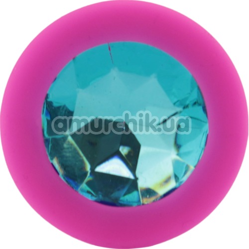 Анальная пробка с голубым кристаллом SWAROVSKI Zcz, розовая