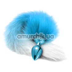 Анальна пробка з хвостом лисиці Nixie Butt Plug / Hombre Tail, блакитна - Фото №1