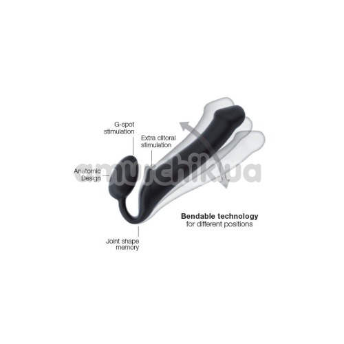 Безпасковий страпон Strap-On-Me Silicone Bendable Strap-On XL, чорний