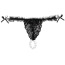 Набор Intt Brazilian Panty: черные трусики с жемчужным кольцом + оральный лубрикант Sexy Strawberry Sliding Gel - клубника, 50 мл - Фото №4