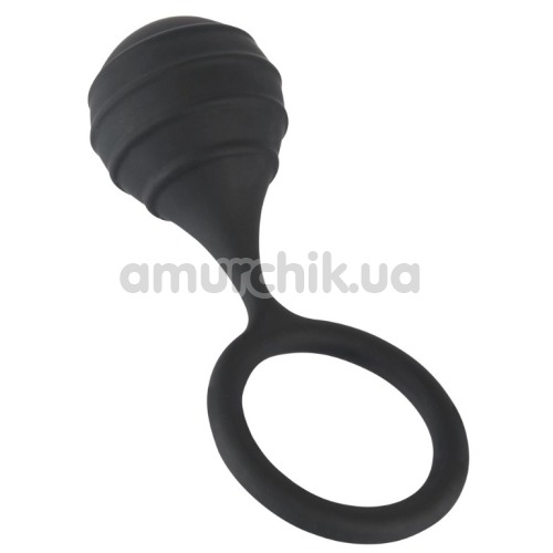 Эрекционное кольцо с утяжелителем Black Velvets Cock Ring & Weight, черное