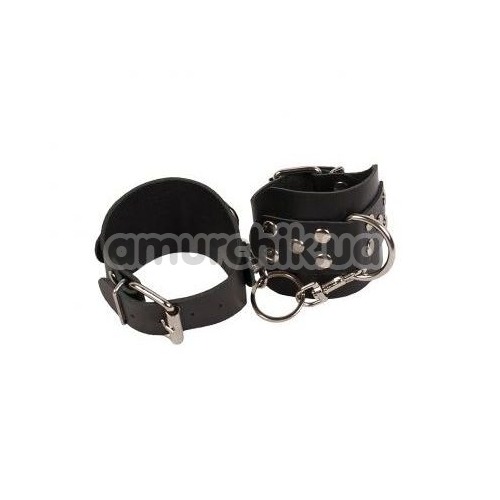 Фіксатори для рук Leather Hand Cuffs, чорні - Фото №1