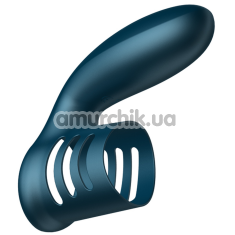 Насадка на пеніс з вібрацією Foxshow Wibrator Silicone Ring USB 7 Function, синя - Фото №1