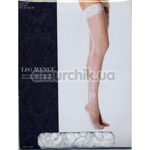 Чулки Bow Sheer Lace Top Thigh High, белые