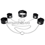Бондажний набір DS Fetish Neck Collar With Restraints And Chain, чорний - Фото №1