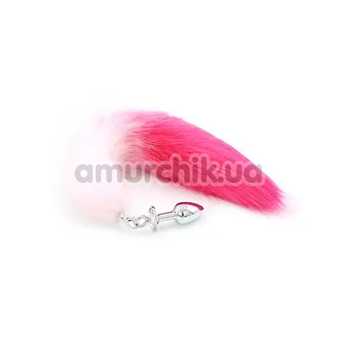 Анальная пробка с хвостом лисы DS Fetish Anal Plug Faux Fur Fox Tail съемная, розовая - Фото №1