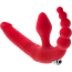 Безременевий подвійний страпон з вібрацією Black&Red Strapless Strapon, червоний - Фото №2