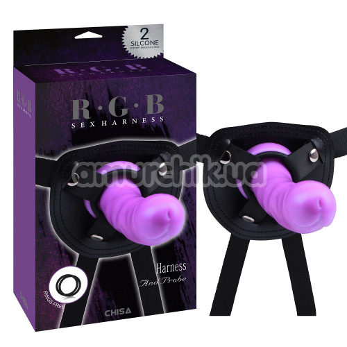 Страпон R.G.B Harness 8.5 Luxe Strap-On, фіолетовий