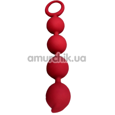 Анальная цепочка Loveshop Silicone Four Anal Beads Chain, красная - Фото №1