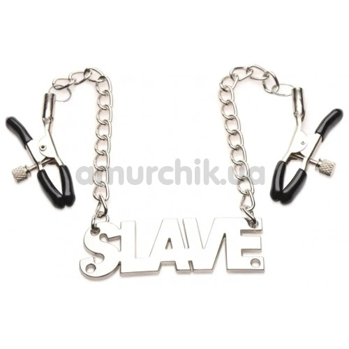 Затискачі для сосків з ланцюжком Master Series Slave, срібні - Фото №1