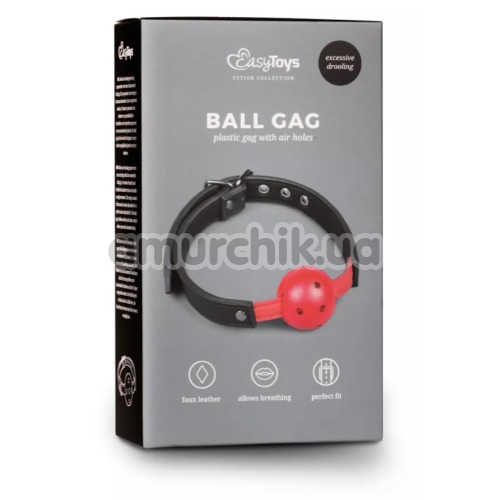 Кляп Easy Toys Ball Gag Plastic Gag With Air Holes, красно-черный