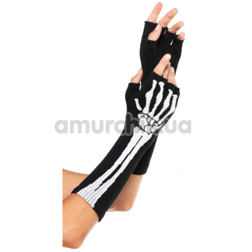 Рукавички Leg Avenue Skeleton Fingerless Gloves, чорні