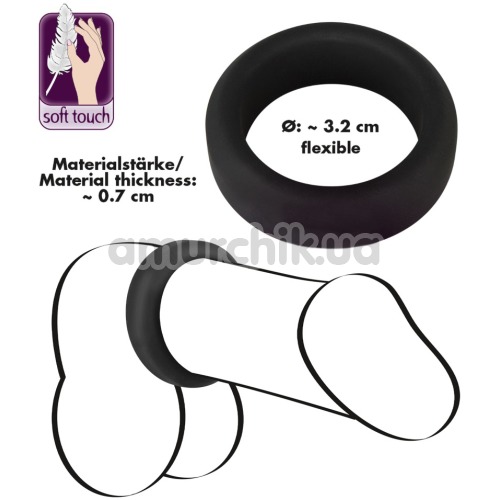 Эрекционное кольцо Black Velvets Cock Ring 3.2 см, чёрное