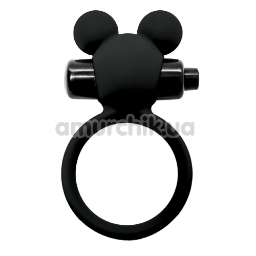 Эрекционное кольцо c вибрацией Virgite Vibrating Ring E6, черное - Фото №1