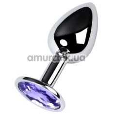 Анальна пробка з фіолетовим кристалом Toyfa Metal 717001-5, срібна - Фото №1