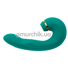 Симулятор орального секса для женщин с вибрацией 3 in 1 Clitoral Sucker Vibrator, зеленый - Фото №1