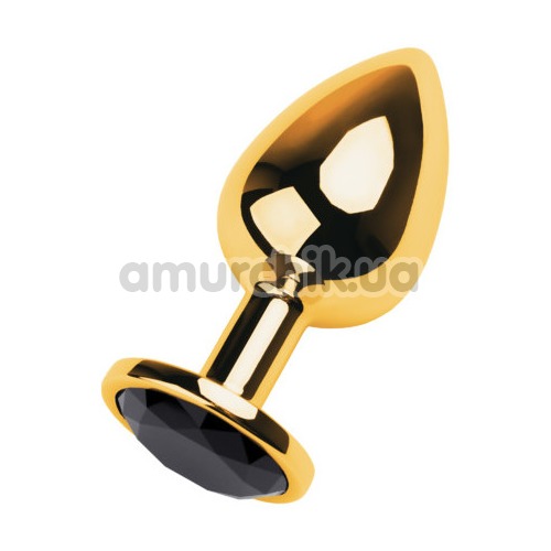 Анальная пробка с черным кристаллом Toyfa Metal 717006-5, золотая