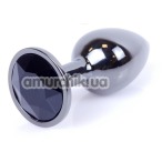 Анальная пробка с черным кристаллом Exclusivity Jewellery Dark Silver Plug, серебряная - Фото №1