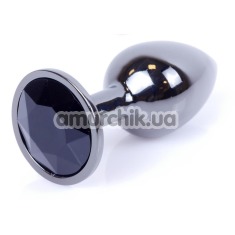 Анальна пробка із чорним кристалом Exclusivity Jewellery Dark Silver Plug, срібна - Фото №1