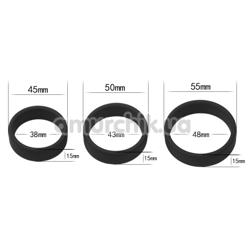 Набір ерекційних кілець Power Plus Cock Ring Series Pro, чорний