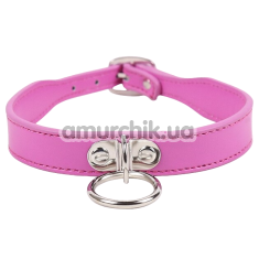 Нашийник DS Fetish Collar With Ring, рожевий - Фото №1