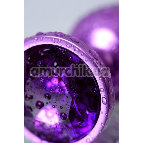 Анальная пробка с фиолетовым кристаллом Toyfa Metal 717007-44, фиолетовая