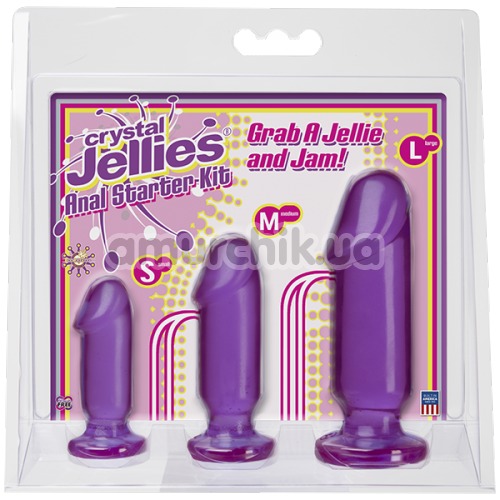 Набор анальных пробок Crystal Jellies Anal Starter Kit, фиолетовый