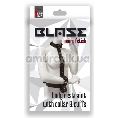 Бондажний набір Blaze Luxury Fetish Body Restraint With Collar And Cuffs, чорний