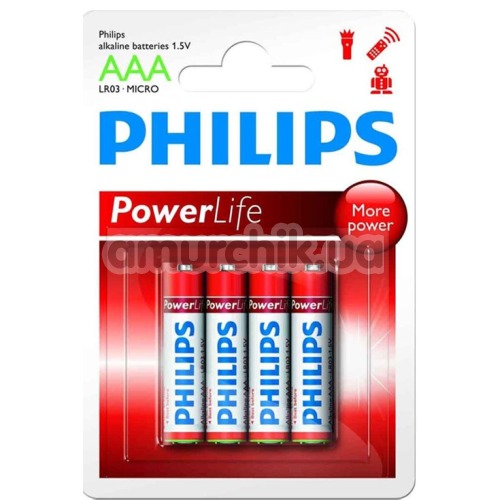 Батарейки Philips PowerLife ААА, 4 шт