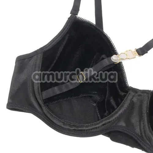 Комплект Star Night Velvet Hollow Cut Halter, чорний: бюстгальтер + трусики-стрінги