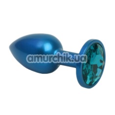 Анальная пробка с голубым кристаллом SWAROVSKI Zcz, синяя матовая - Фото №1
