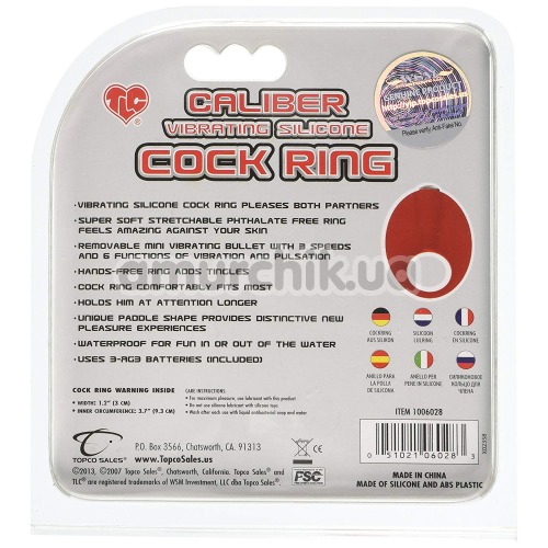 Віброкільце Caliber Cock Ring, червоне