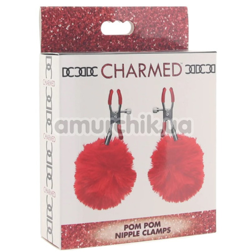Зажимы для сосков с помпонами Charmed Pom Pom Nipple Clamps, красные