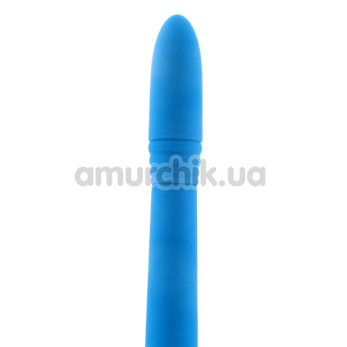 Вібратор Neon Luv Touch Ribbed Slims, блакитний