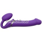 Безремневой страпон с вибрацией Strap-On-Me Vibrating Bendable Strap-On M, фиолетовый - Фото №1