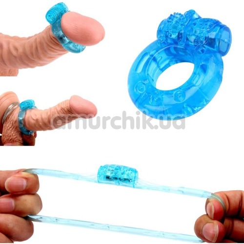Виброкольцо Reusable Cock Ring, голубое