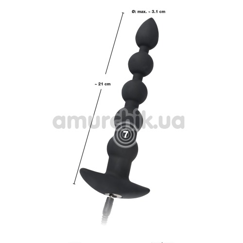 Анальний ланцюжок з вібрацією Black Velvets Rechargeable Beads, чорні