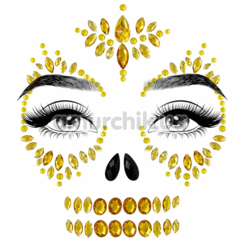 Украшение для лица Leg Avenue Sugar Skull Adhesive Face Jewels Sticker, золотое - Фото №1