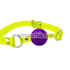 Кляп DS Fetish Neon Ball Gag, жовто-фіолетовий - Фото №1