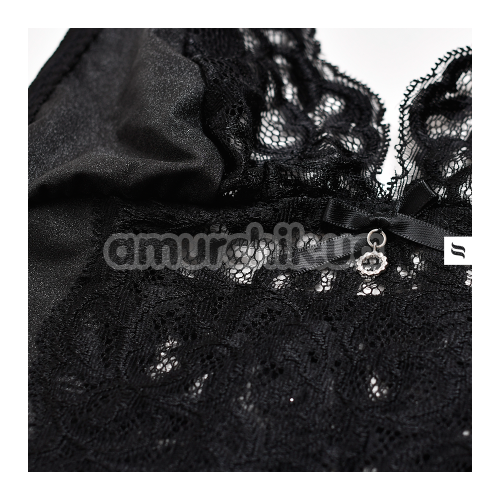 Комплект Obsessive Laluna чорний: корсет + трусики-стрінги