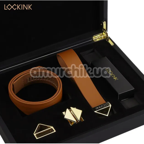 Ошейник с поводком Lockink Tied Collar With Leash Set, коричневый