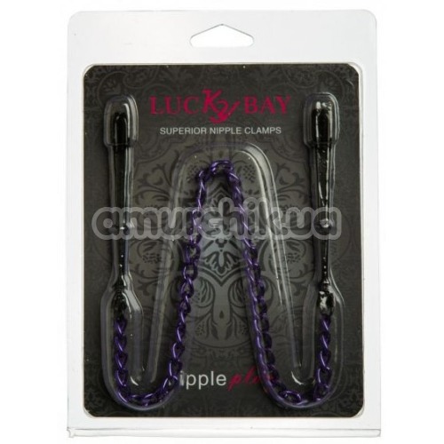 Зажимы для сосков длинные с цепочкой Lucky Bay Nipple Play Chain, фиолетовые